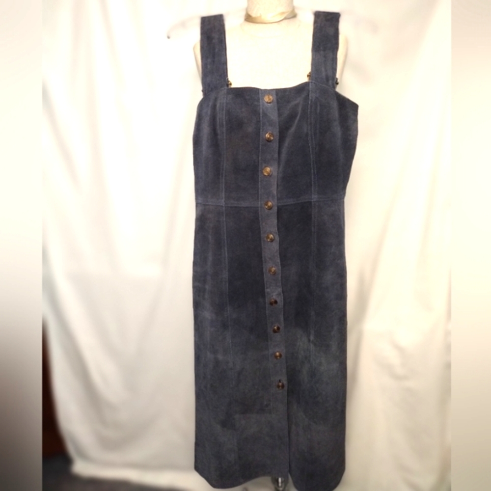 Free People Blue Suede midi  dress, 2. Wide adjustable straps